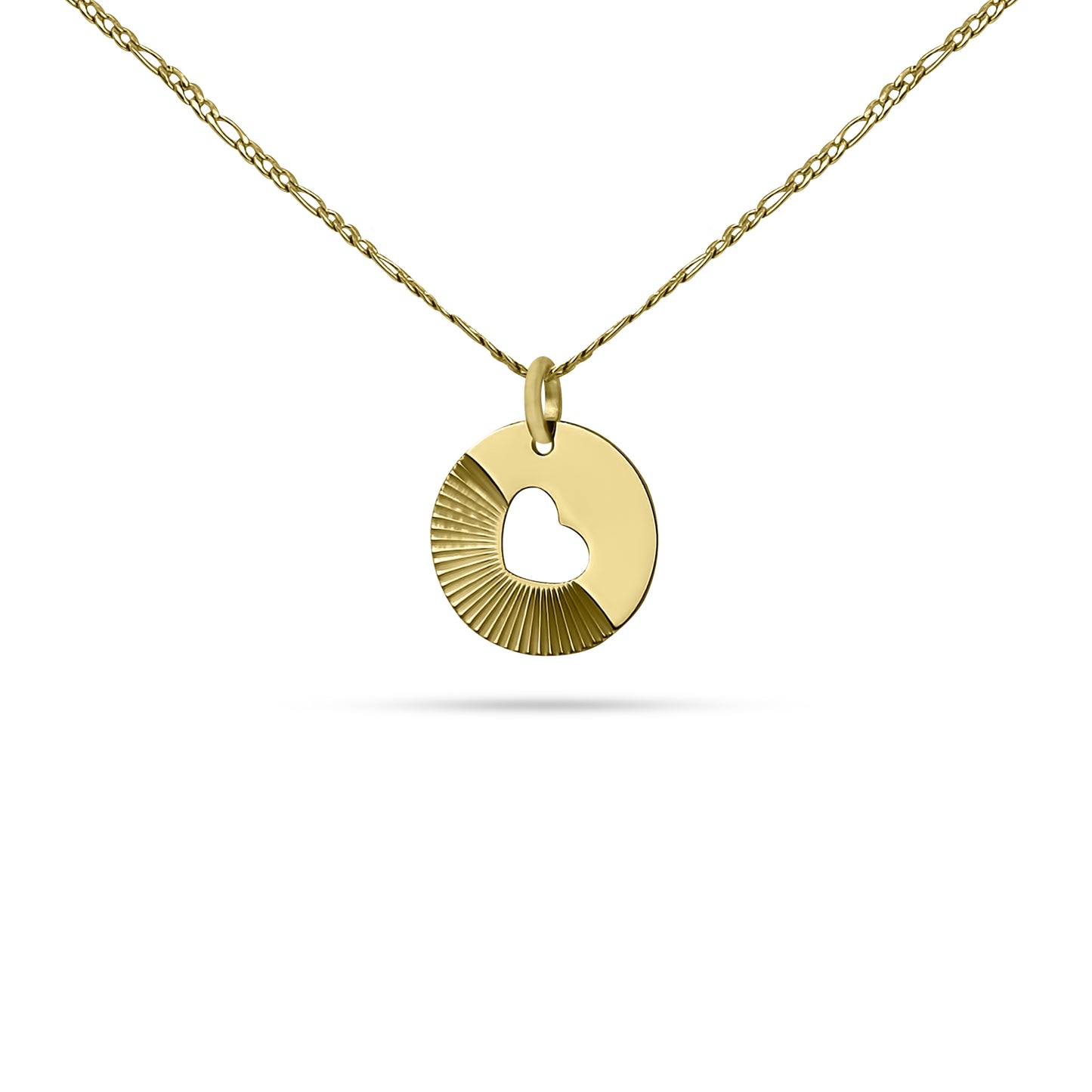 Médaillon coeur strié Personnalisé - 3 Tailles & 3 Finitions - Gravure Recto Verso possible