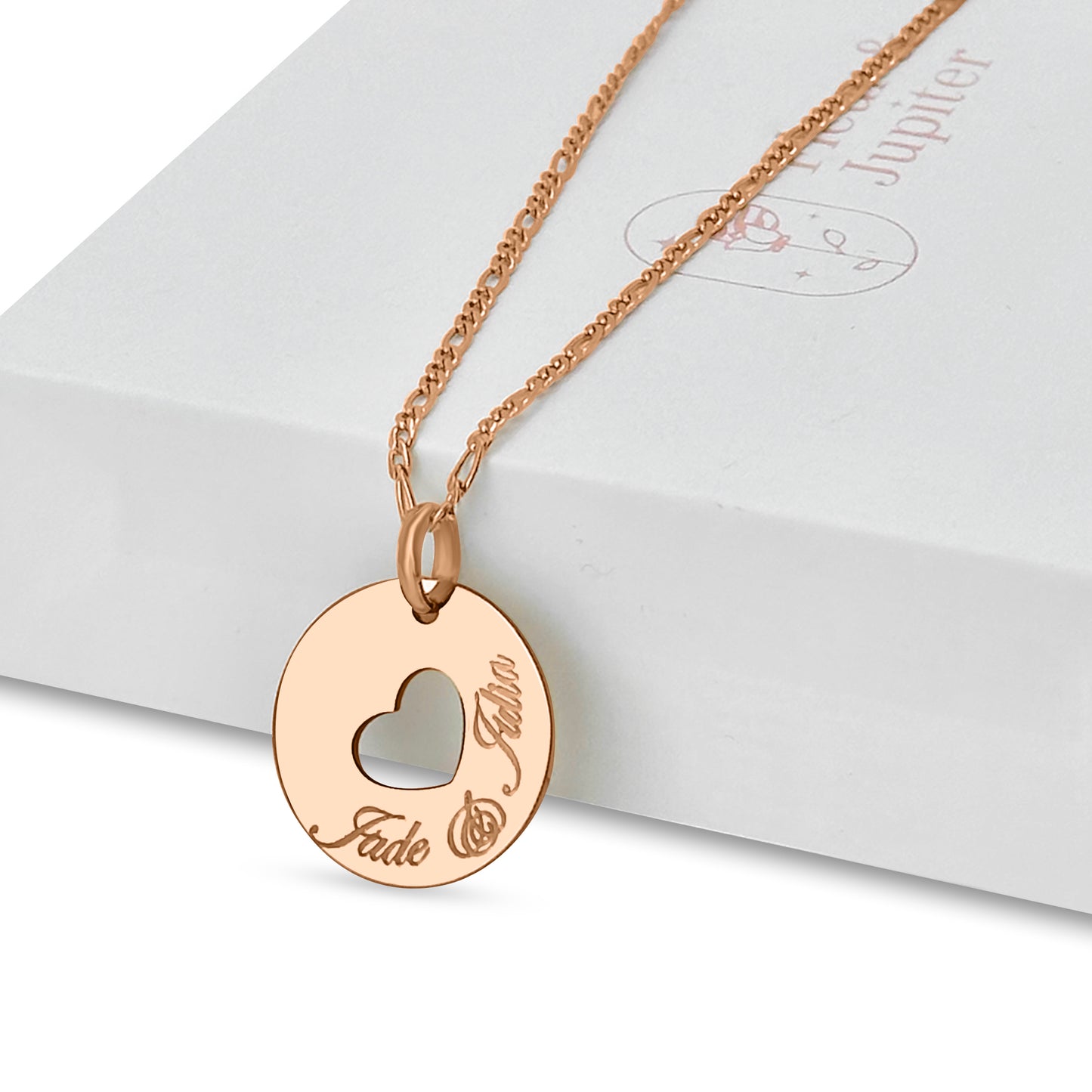 Médaillon coeur strié Personnalisé - 3 Tailles & 3 Finitions - Gravure Recto Verso possible