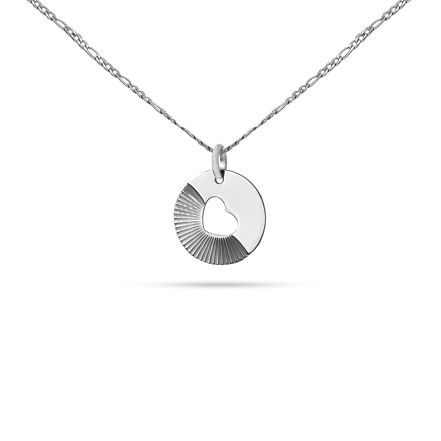 Médaillon coeur strié Personnalisé - 3 Tailles & 3 Finitions - Gravure Recto Verso possible